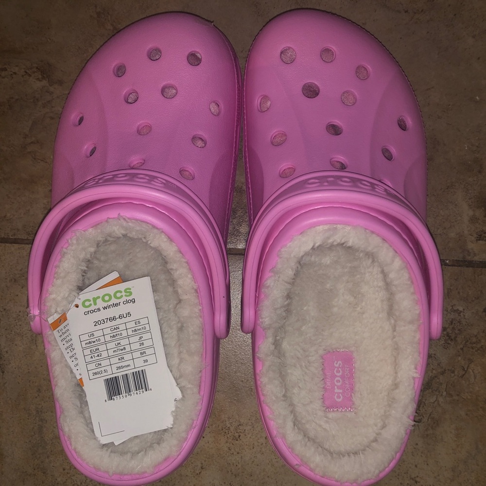 Pink lined crocs